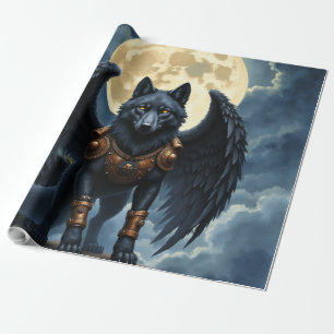 Papier Cadeau Gardien de la Lune – Le Loup à l'Aile Noire