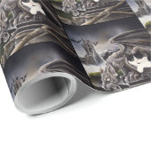 Papier Cadeau Gargoyle noir blanc (Coin rond)