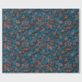 Papier Cadeau Garland de Noël bleu foncé (Plat)