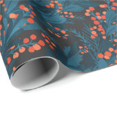 Papier Cadeau Garland de Noël bleu foncé (Coin rond)