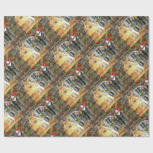 Papier Cadeau Garland des bottes de cow-boy de Noël (Plat)