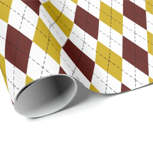 Papier Cadeau Garnet et or Classic Jacquard Motif diamant (Coin rond)