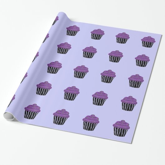Papier Cadeau Gâteau au motif de zèbre violet (Déroulé)