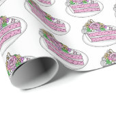 Papier Cadeau Gâteau avec des fleurs et des papillons (Coin rond)