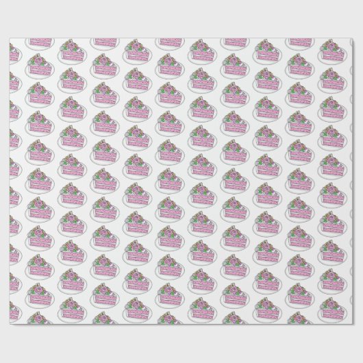 Papier Cadeau Gâteau avec Fleurs et Papillons (Plat)