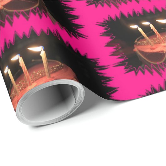 Papier Cadeau Gâteau d'anniversaire (Coin rond)