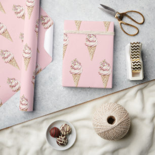 Papier Cadeau Gâteau d'anniversaire à la glace Voici la Scoop Fl