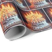 Papier Cadeau Gâteau d'anniversaire avec beaucoup de bougies (Coin rond)