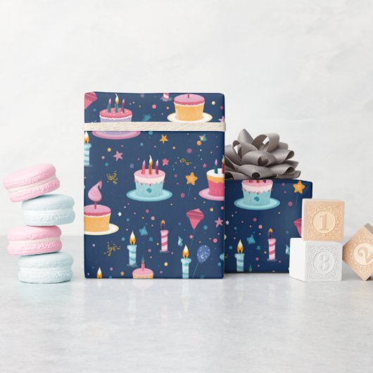 Papier Cadeau Gâteau d'anniversaire avec bougies enveloppant du  (Baby Shower)