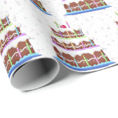 Papier Cadeau Gâteau D'Anniversaire Avec Confetti (Coin rond)