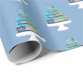 Papier Cadeau Gâteau d'anniversaire bleu étagé (Coin rond)