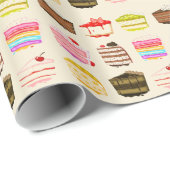 Papier Cadeau Gâteau d'anniversaire de gâteau mignon avec crème (Coin rond)