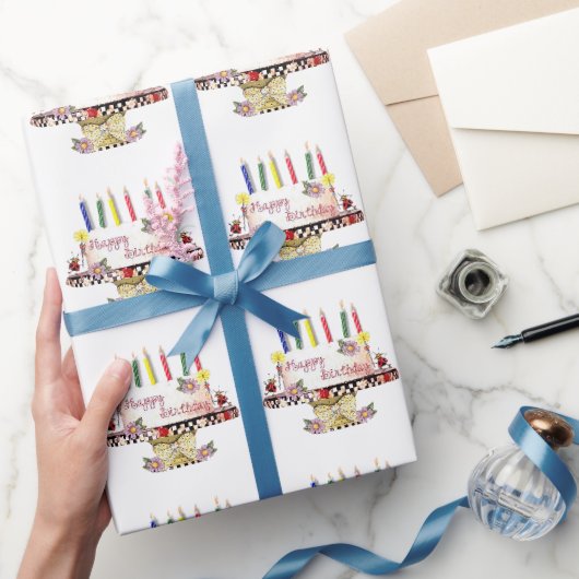Papier Cadeau Gâteau d'anniversaire joyeux (Cadeaux)
