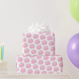 Papier Cadeau Gâteau d'anniversaire rose dessiné à la main, anné