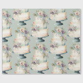 Papier Cadeau Gâteau de mariage élégant à l'aquarelle (Plat)