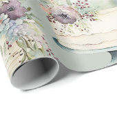 Papier Cadeau Gâteau de mariage élégant à l'aquarelle (Coin rond)