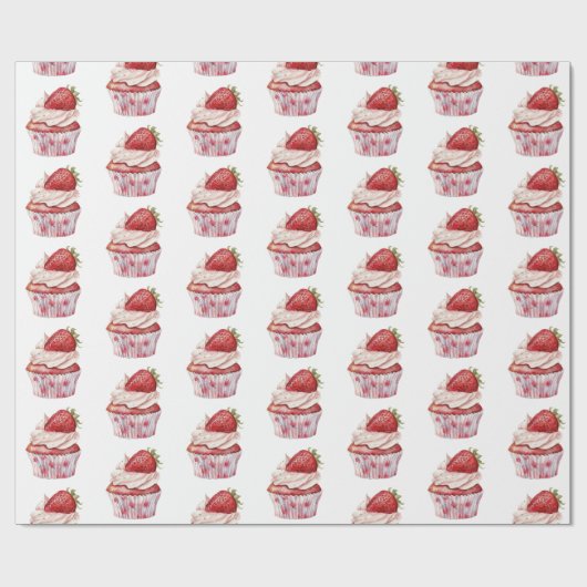 Papier Cadeau Gâteau de pâte de fraise Ladybugs Anniversaire (Plat)