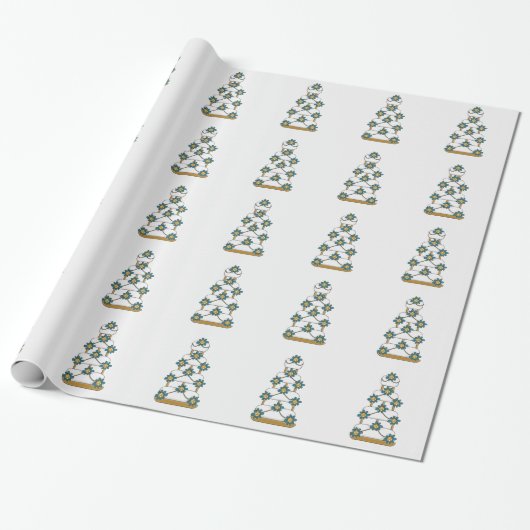 Papier Cadeau Gâteau mariage en Turquoise et or en blanc (Déroulé)