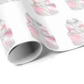 Papier Cadeau Gâteau Mariage rose  ANNIVERSAIRE MARIAGE WRAP (Coin rond)