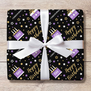 Papier Cadeau Gâteau personnalisé Joyeux 60e Anniversaire