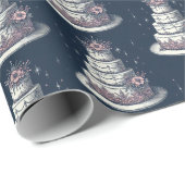 Papier Cadeau Gâteau rose et blanc (Coin rond)