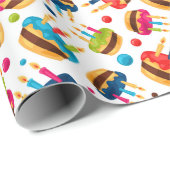 Papier Cadeau Gâteaux d'anniversaire (Coin rond)