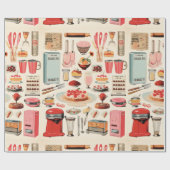 Papier Cadeau Gâteaux et outils de cuisine rétro (Plat)