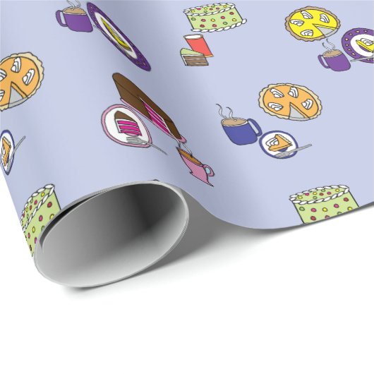 Papier Cadeau Gâteaux et tartes avec café et thé (Coin rond)