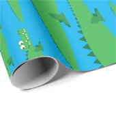 Papier Cadeau Gator Alligator Crocodile Enfants 1er fête d'anniv (Coin rond)