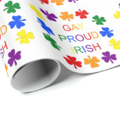 Papier Cadeau Gay Fier Irlandais LGBT Rainbow Shamrocks (Coin rond)