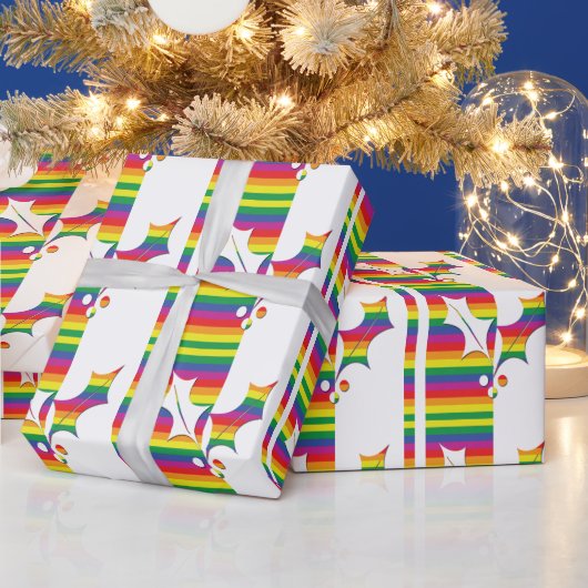 Papier Cadeau Gay pride Christmas Holly (Vacances)