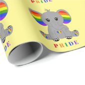 Papier Cadeau GAY PRIDE LGBTQ - éléphant mignon avec drapeau arc (Coin rond)
