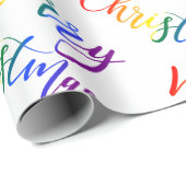 Papier Cadeau Gay pride Noël LGBT Arc-en-ciel Couleurs Texte (Coin rond)