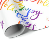 Papier Cadeau Gay pride Noël LGBT Rainbow Joyeuses fêtes (Coin rond)