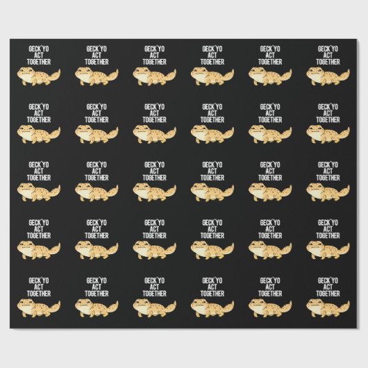 Papier Cadeau Geck Yo Agissez ensemble drôle Gecko Pun Dark BG (Plat)