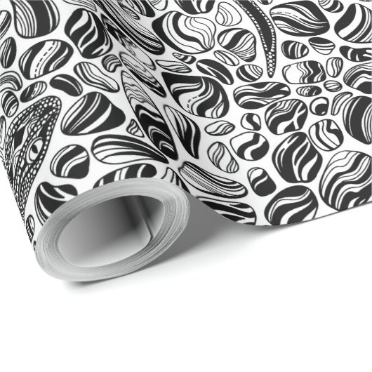 Papier Cadeau Gecko et galets (Coin rond)