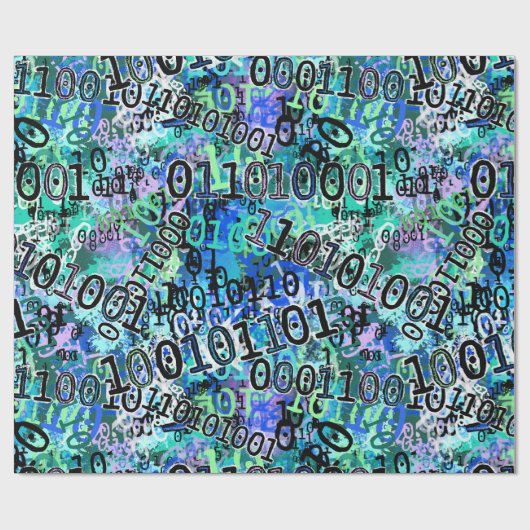 Papier Cadeau Geek de code binaire (Plat)