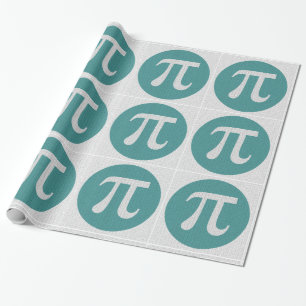 Papier Cadeau Geek mathématique symbole Pi, cercle bleu et chiff
