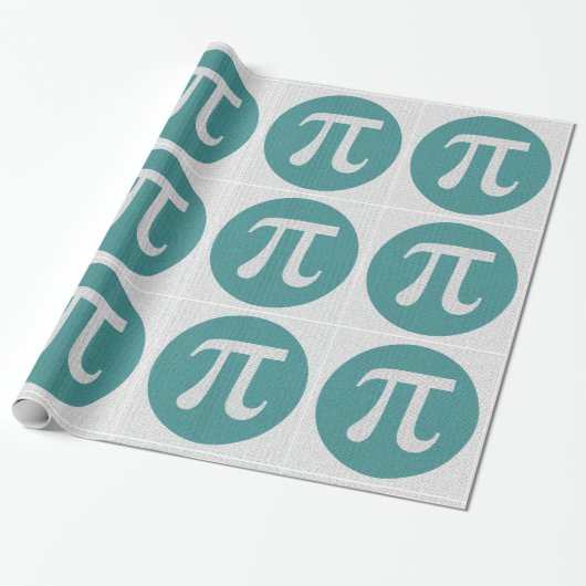 Papier Cadeau Geek mathématique symbole Pi, cercle bleu et chiff (Déroulé)