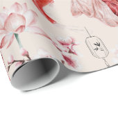 Papier Cadeau Geisha oriental, Poisson koi, Pagode japonaise (Coin rond)