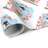 Papier Cadeau Geisha près de sakura (Coin rond)
