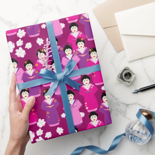 Papier Cadeau Geishas orientaux en kimono traditionnel (Cadeaux)