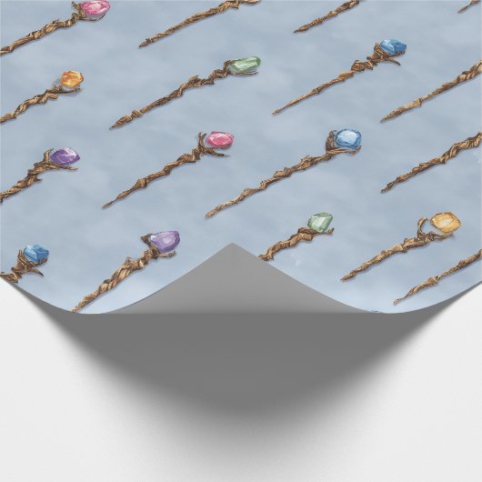 Papier Cadeau Gemmed Wizard Staves Wrapping Paper (Coin)
