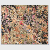 Papier Cadeau Gemmes Abstraites de Papillon de prairie d'or noir (Plat)