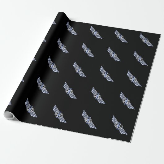 Papier Cadeau Général Air Pilot Chrome Comme Star Wings Black (Déroulé)