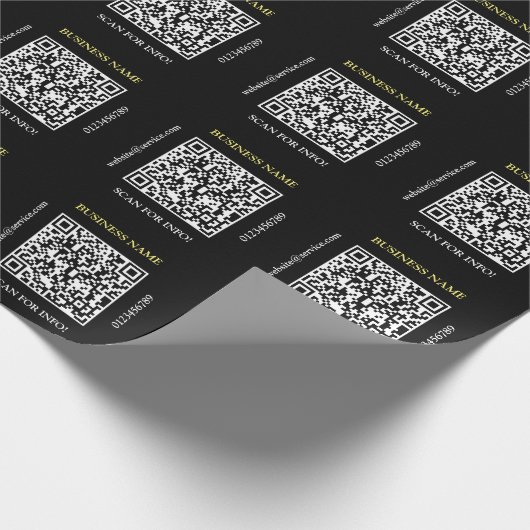 Papier Cadeau Générer QR Code Nom commercial Site Web Promo Noir (Coin)
