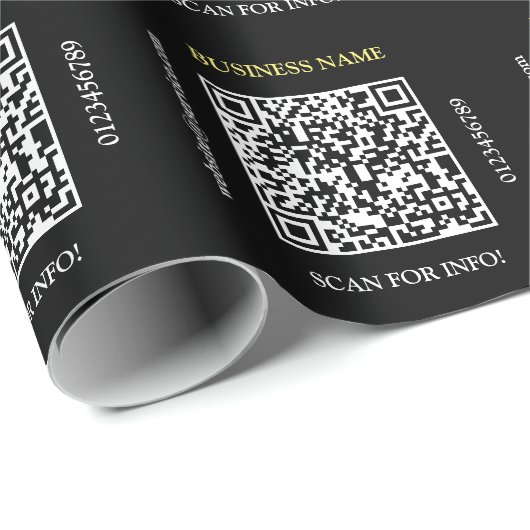 Papier Cadeau Générer QR Code Nom commercial Site Web Promo Noir (Coin rond)