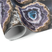 Papier Cadeau Géode bleu et violet (Coin rond)