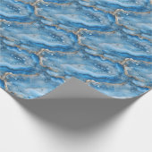 Papier Cadeau Géode Bleu & Or (Coin)