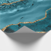 Papier Cadeau Géode d'agate de l'océan sarcelle et or élégant (Coin)